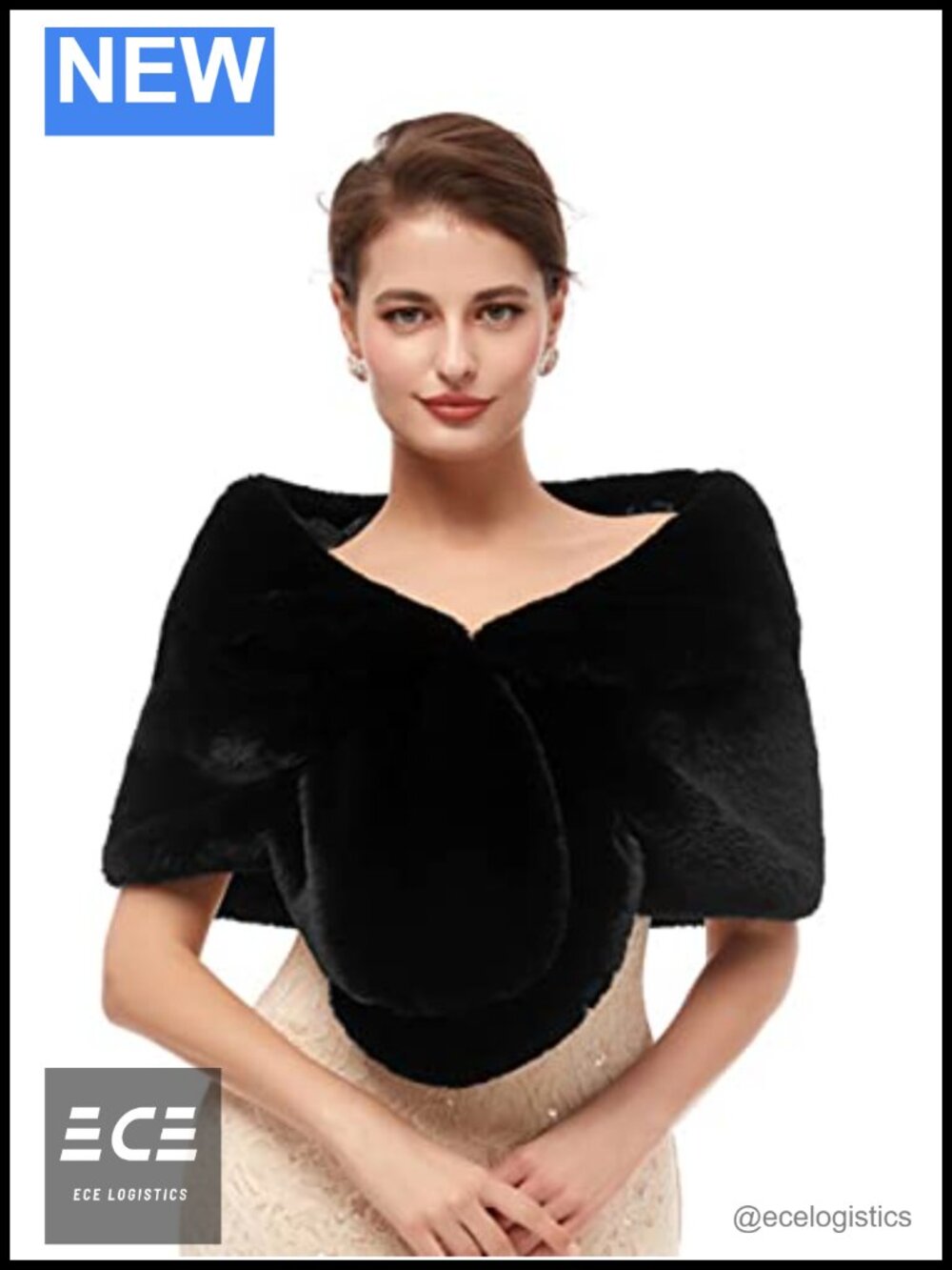 Faux Fur Bridal Wrap Shawl Stole Satin Clasp Wedding Evening Winter